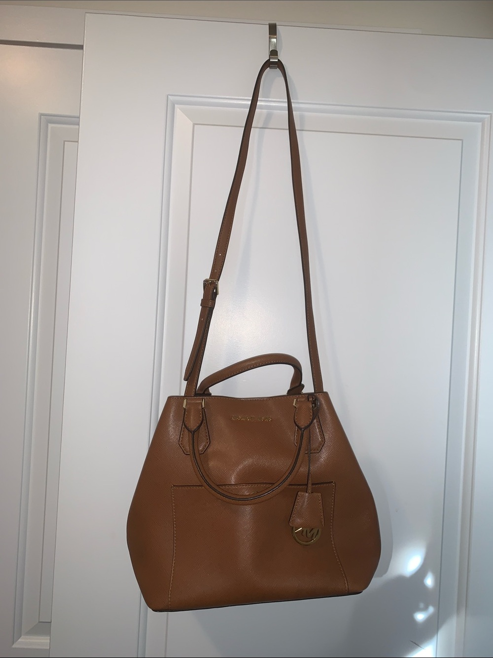 Michael Kors Brown Saffiano Leather Greenwich Bucket Bag